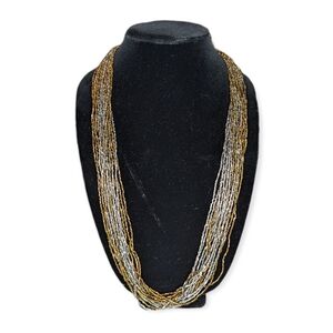 Metallic Beaded Multi Strand Necklace